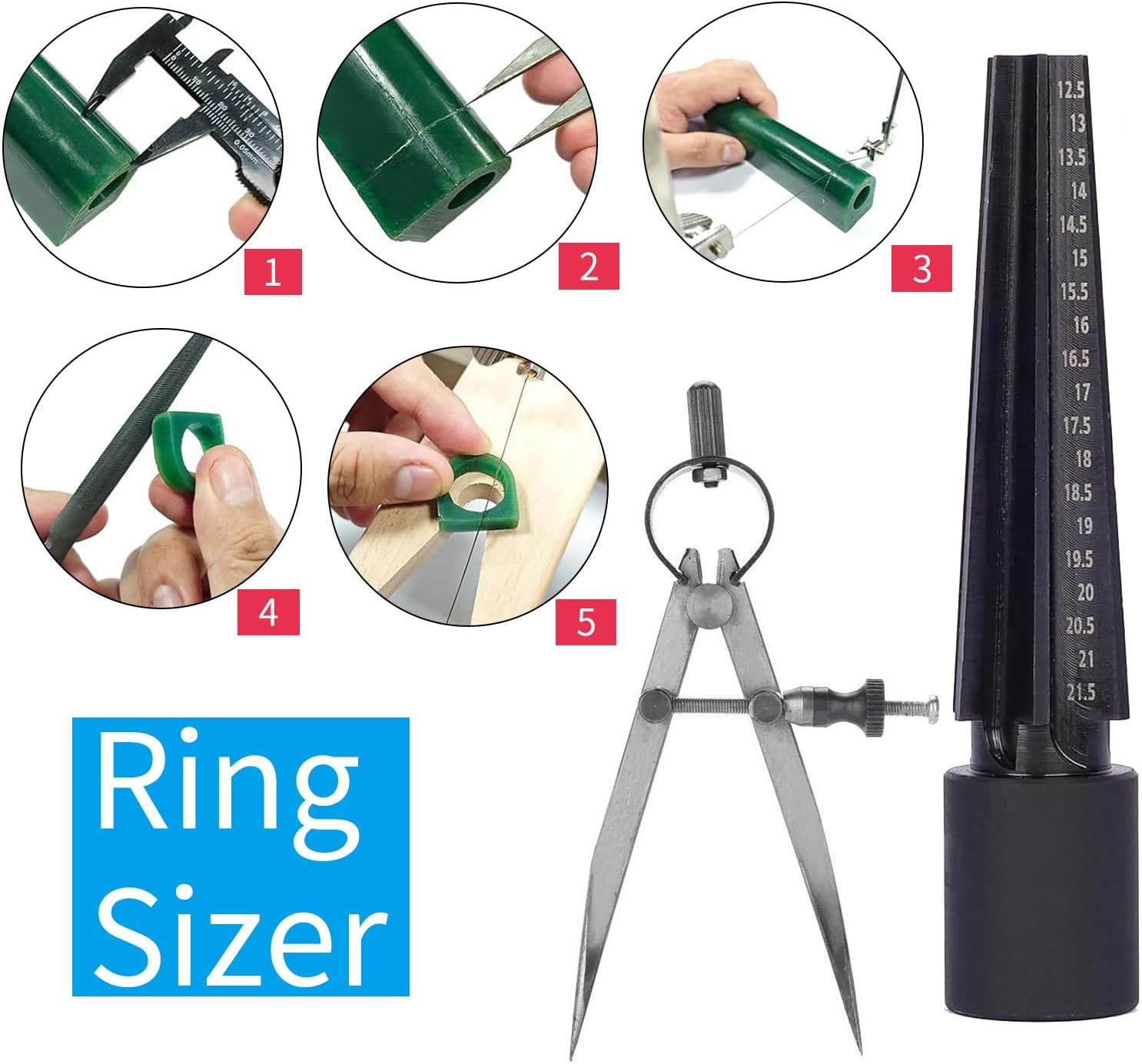 Smooth Interior Waxed Rings Tube File Sizer Stylish Waxed Rings Molding Tools for Jewelry Designers Craft Enthusiasts