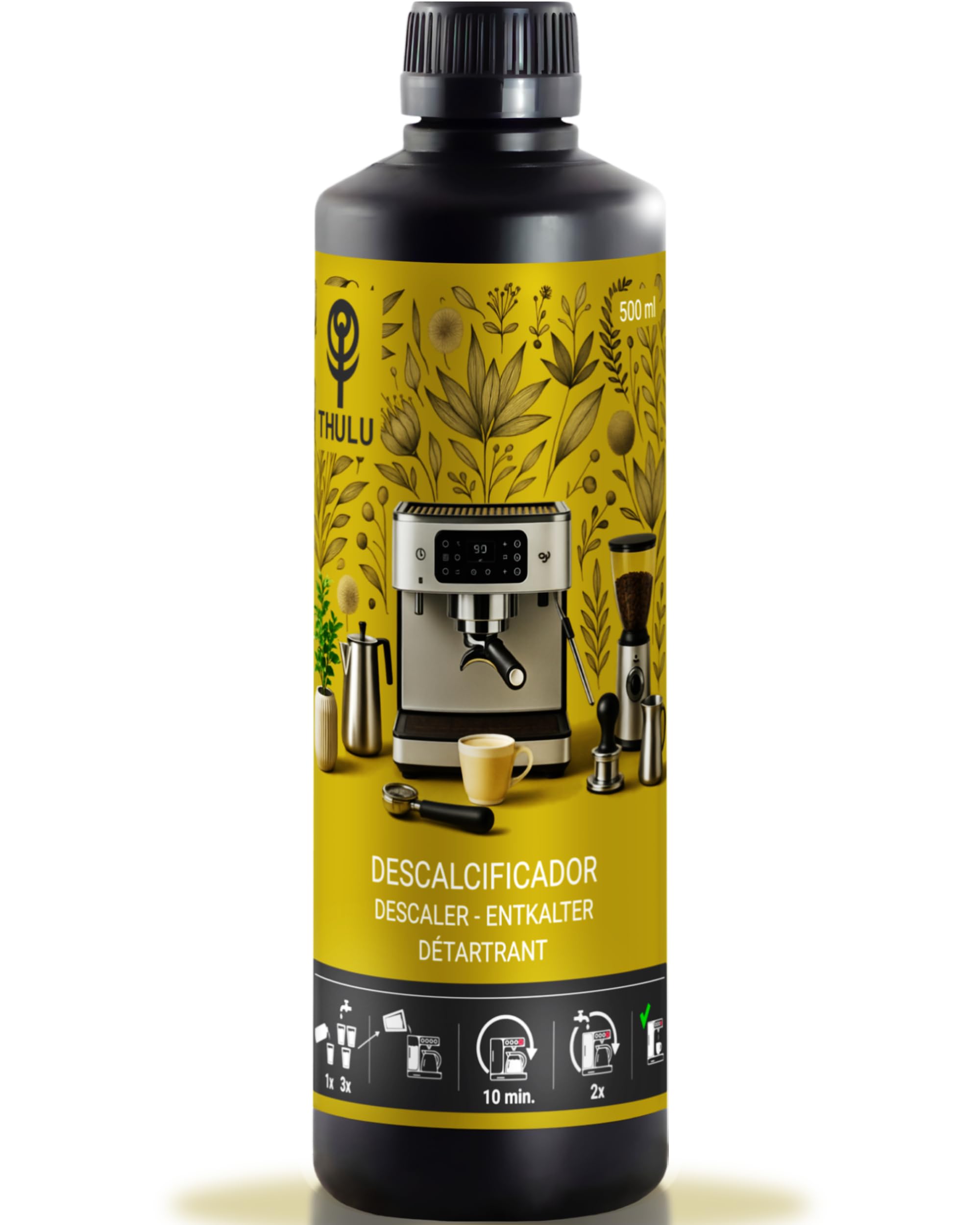 Descalcificador cafeteras 500 ml – Concentrado líquido – Elimina la cal, mantiene una extracción estable y preserva el sabor y el aroma del café