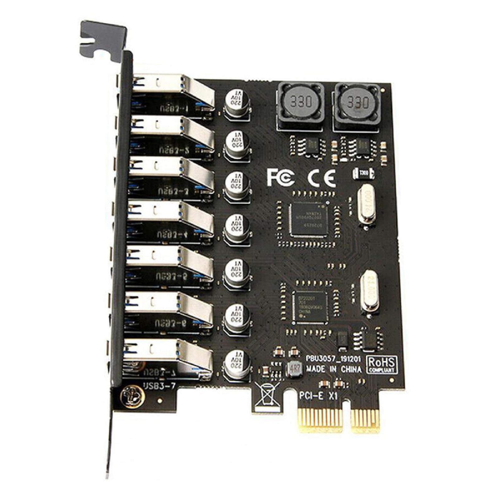 MOUDOAUER 7-portowa karta rozszerzeń PCIE 5 Gb/s USB 3.0 PCIE Superspeed do komputerów stacjonarnych z systemem Windows 11, 10, 8.x, 7, Vista, XP