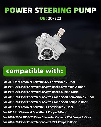 Miniatura 2 de SCITOO Bomba de dirección asistida compatible con Chevrolet Corvette C5 1997-2004 V8 5.7L, Corvette C6 2005-2007 V8 6.0L, Corvette C6 2008-2013 V8