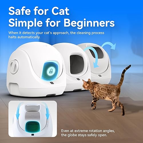 Vista 20 de CATLINK Caja de arena autolimpiante para gatos para varios gatos, monitoreo de salud, caja de arena automática con aplicación, triple control de Gris
