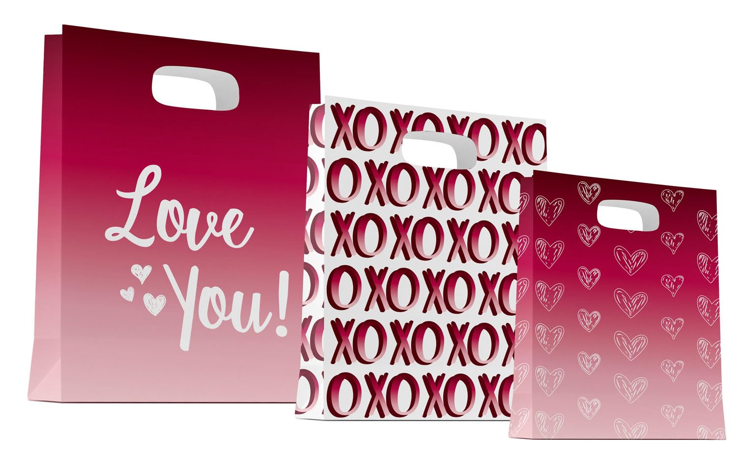 Folat 63791 Romantic Decorative Gift Bags, Ombre Love, Pack of 3 for Weddings, Valentine's Day or Mother's Day, Multi-Coloured