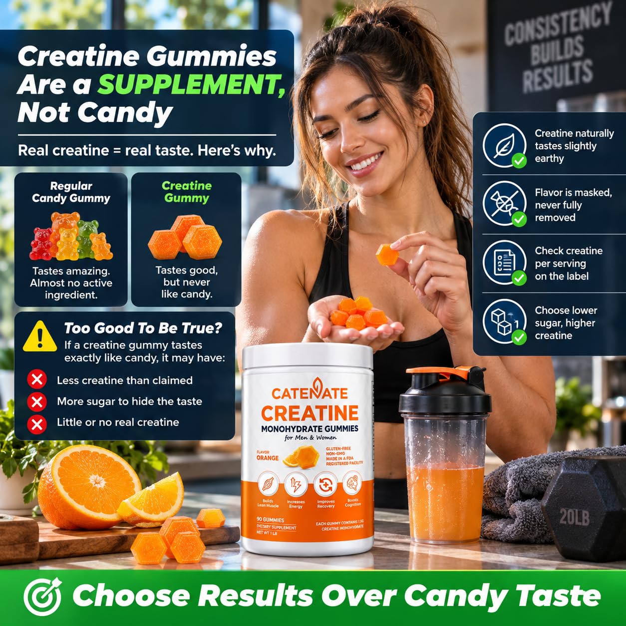 Creatine Monohydrate Gummies for Women & Men, Orange — Amazon image 2