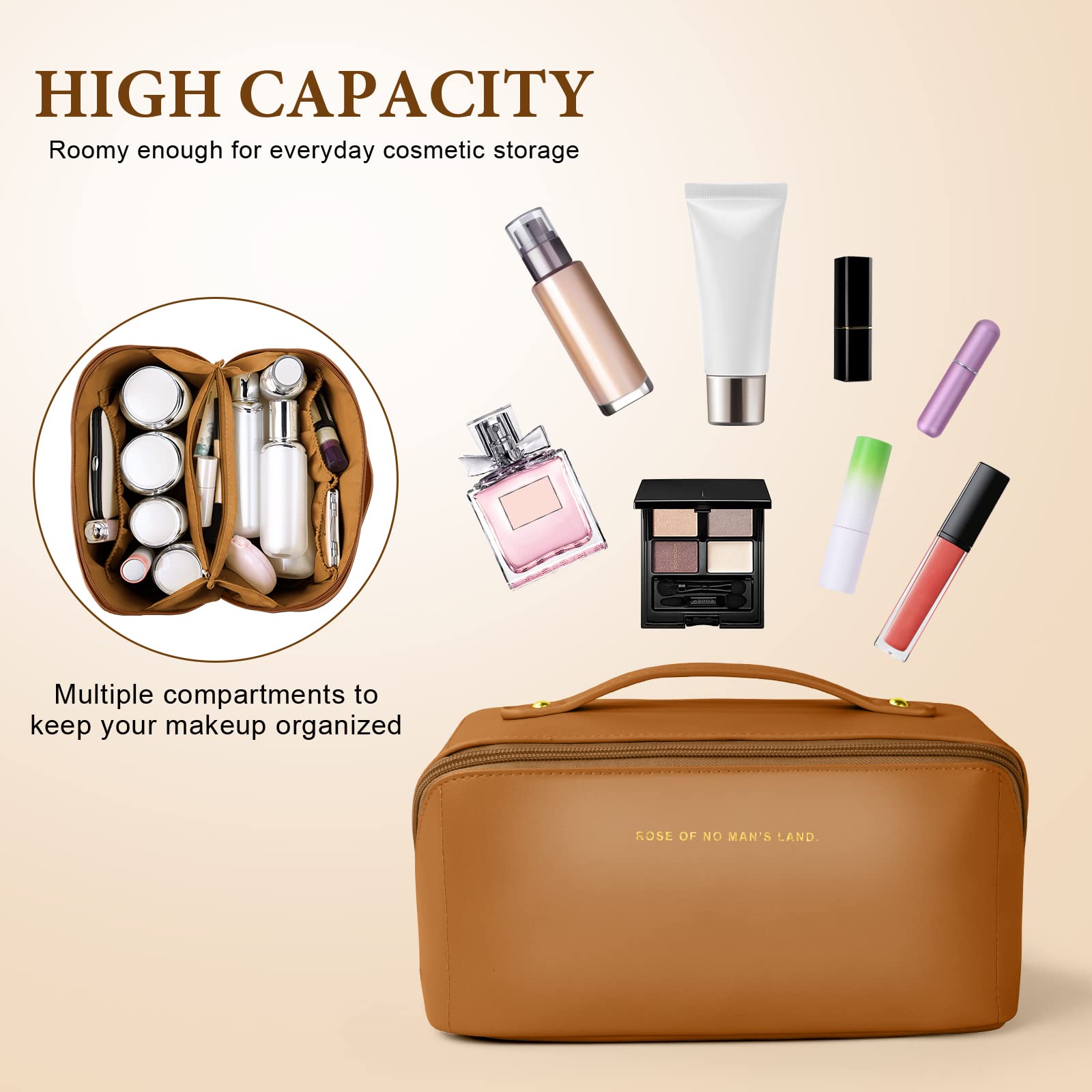 Aucuu Borsa Cosmetica da Viaggio, Beauty Case da Viaggio Donna, Borsa da Viaggio per Cosmetici, Borsa Cosmetica da Donna in Morbida Pelle PU, Borse da Toilette Impermeabile Portatile