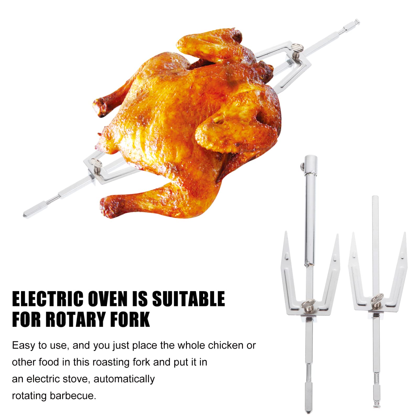 Amosfun 2 Pz forchettone forchetta per friggitrice ad aria griglia girarrosto attrezzi cucina grill kit bbq forchetta per pollo arrosto gadget domestico Acciaio inossidabile Silver