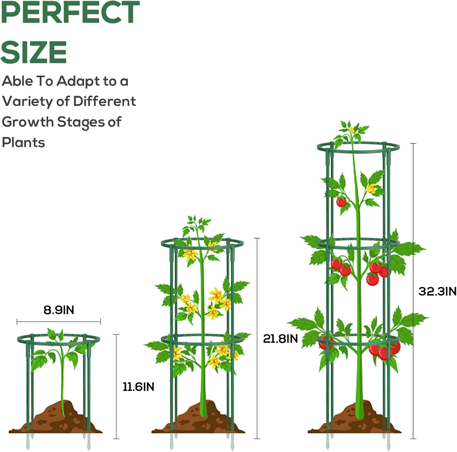 24 Pcs Plant Support Stakes, Half Round Plant Support for Indoor Plants, Stackable Garden Flower Support, Plant Stakes for Tomato, Monstera, Peony, Hydrangea Climbing Plants (6.2 "Wide X 11.6" High) - Image 4