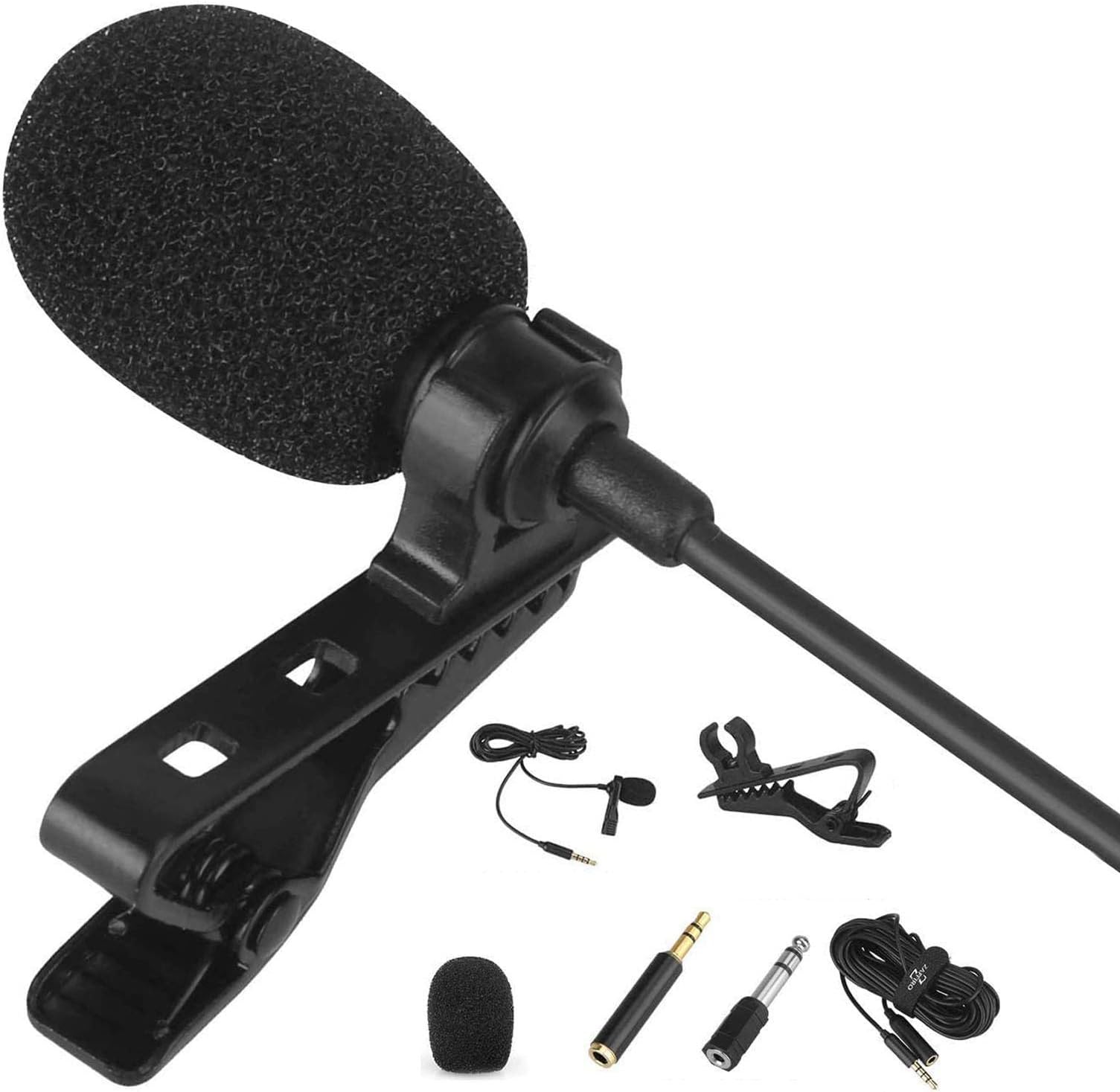 Lavalier Lapel Microphone Kit - Clip on Omnidirectional Lav Mic for iPhone, Ipad, DSLR, Camcorder, Zoom, PC, MacBook, Android, Smartphones,Lapel Mic for YouTube, Streaming, Video Recording