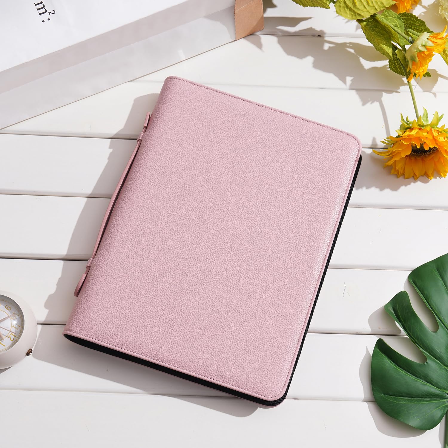 Wonderpool Travel Zippered Portfolio 3 Ring Binder A4 Padfolio Document Case with Removable Clipboard Legal Pad Holder - Image 3