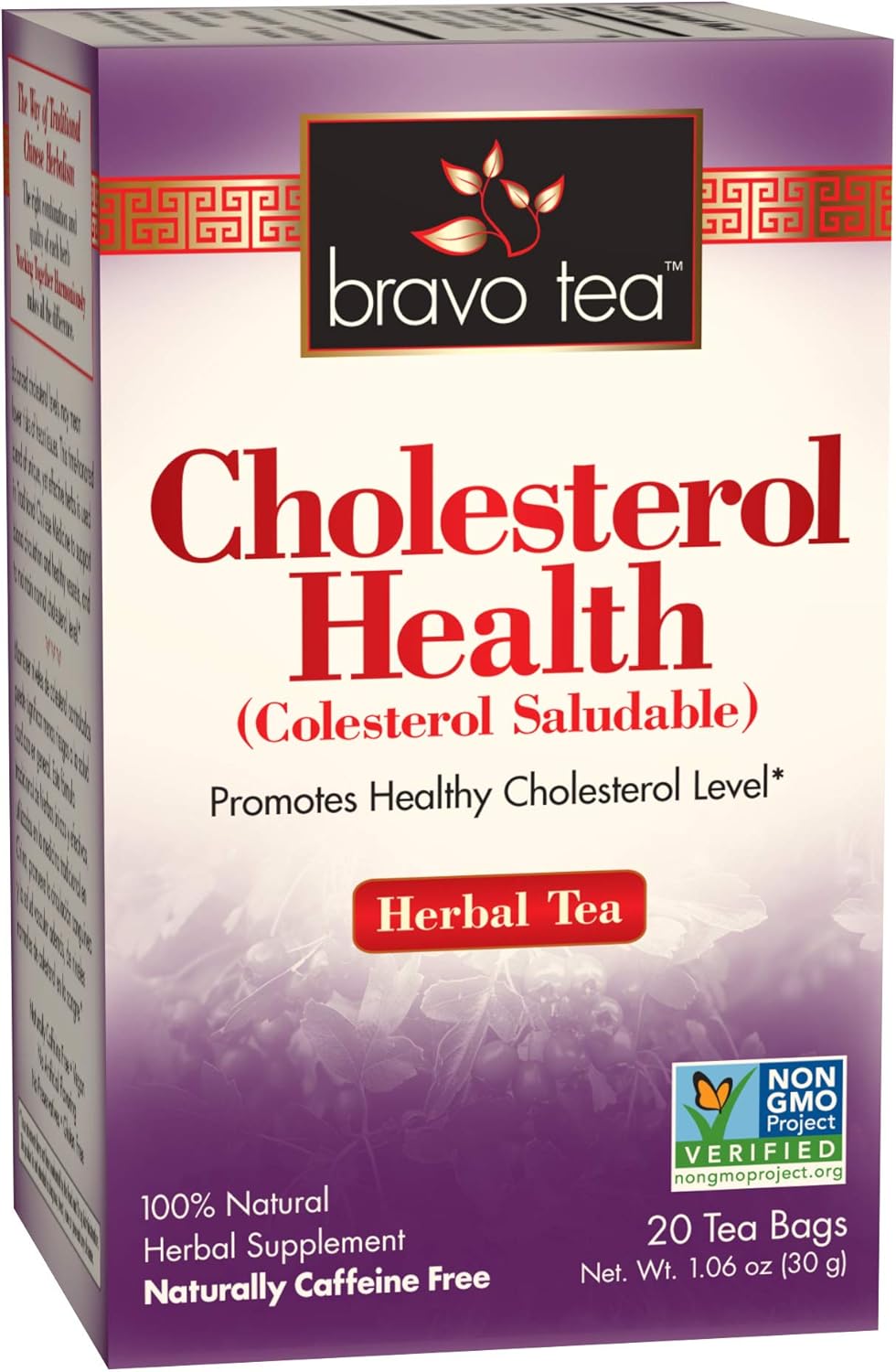 Bravo Tea Cholesterol Health Herbal Tea Caffeine Free, 20 Tea Bags, 6 Count