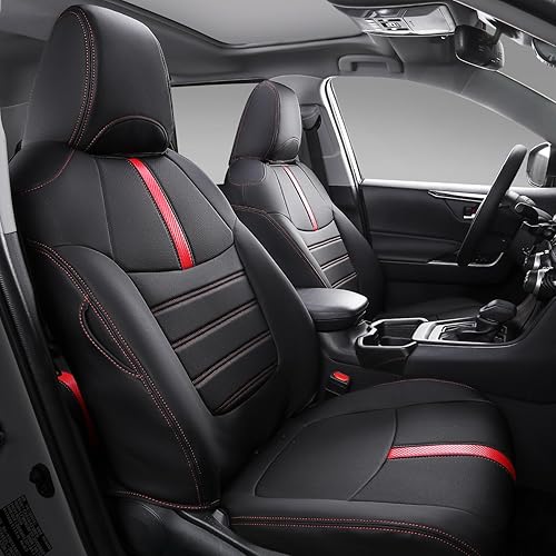 Xipoo Funda de asiento compatible con Toyota RAV4 2019-2024, fundas de asiento de piel sintética, repuesto para Toyota Rav4 Hybrid XSE y SE XSE
