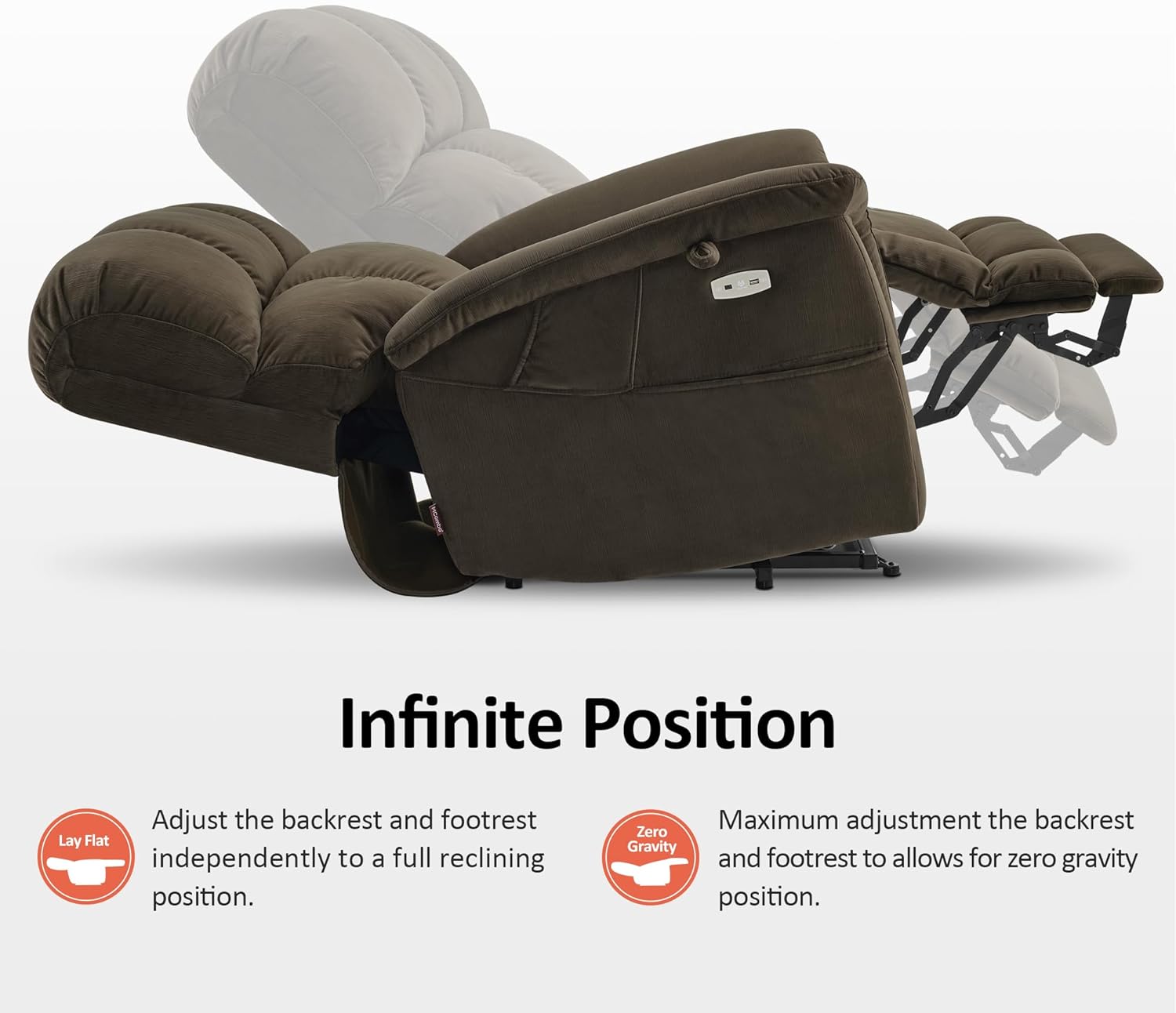 MCombo Dual Motor Oversized Power Lift Recliner Chair for Elderly with Dual Heating and Massage, Infinite Position Lay Flat Lift Chair for Big and Tall, Extended Footrest, Fabric R7166 (Coffee)