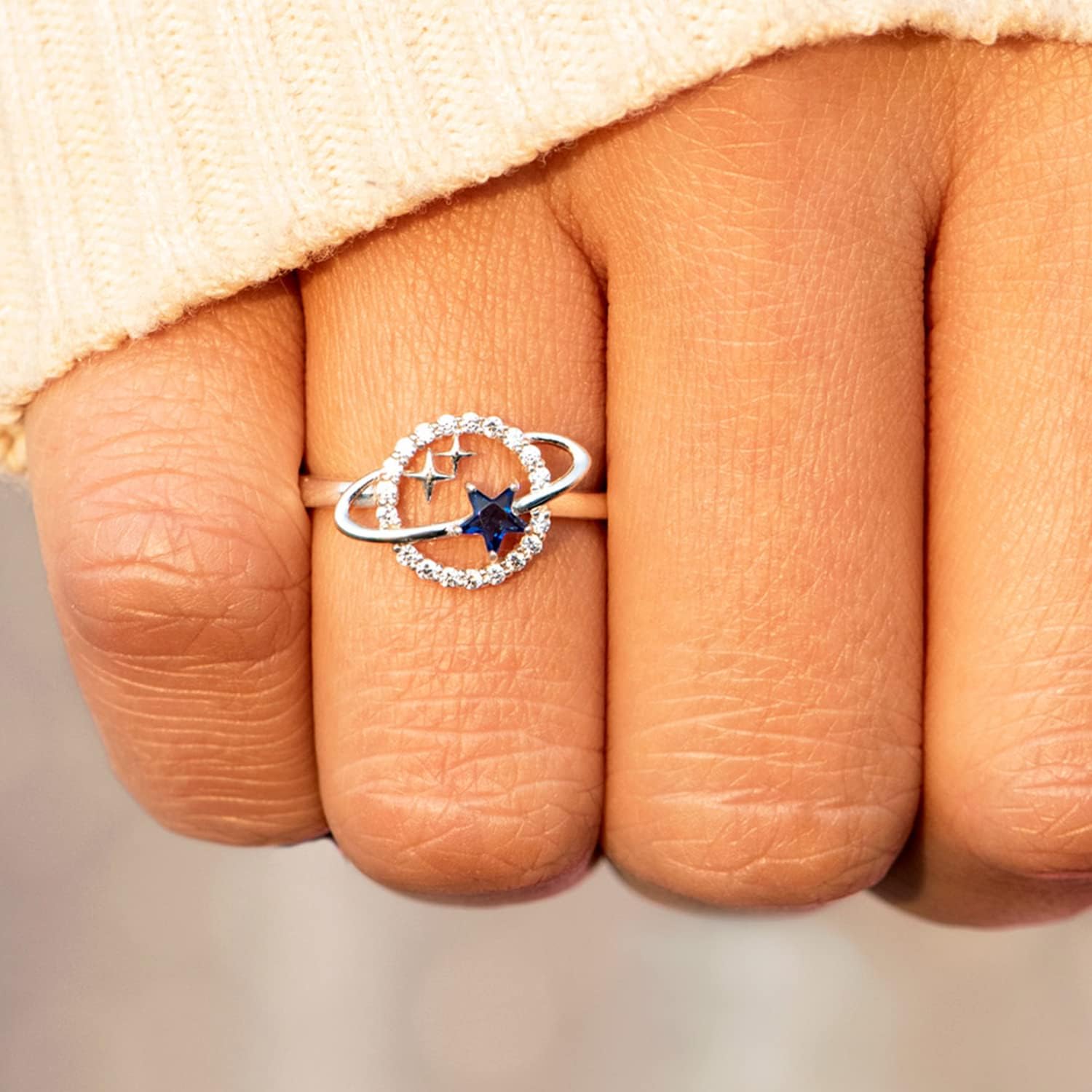 STORYJEWELLERY Granddaughter Gifts, Galaxy Ring, Birthday Gifts for Granddaughter, 925 Sterling Silver Planet Star Ring - Image 3