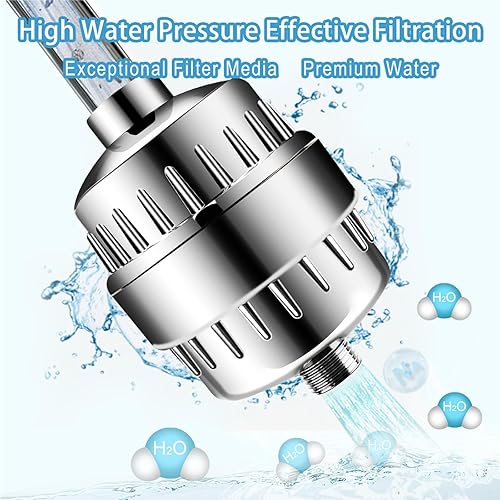 Miniatura 5 de Filtro de ducha, filtro de cabezal de ducha de 25 etapas para agua dura, filtros avanzados de cabezal de ducha, con 3 cartuchos de filtro, para