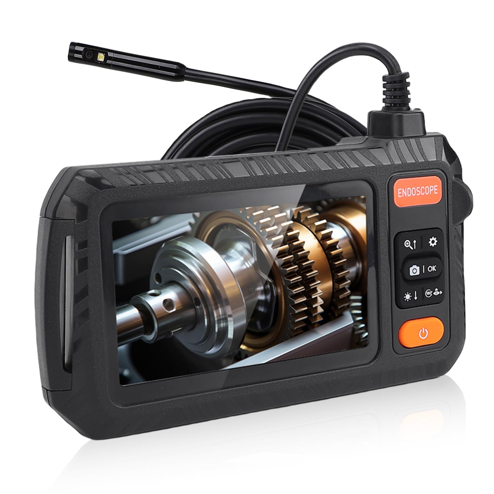 SIXRUN Caméra d'inspection Endoscopique, Caméra Endoscopique à Double Objectif 1080P avec écran HD de 4,3 Pouces, Sonde de 8 Mm, Câble Flexible de 6,5 Pieds, Lumières LED pour les Réparations de
