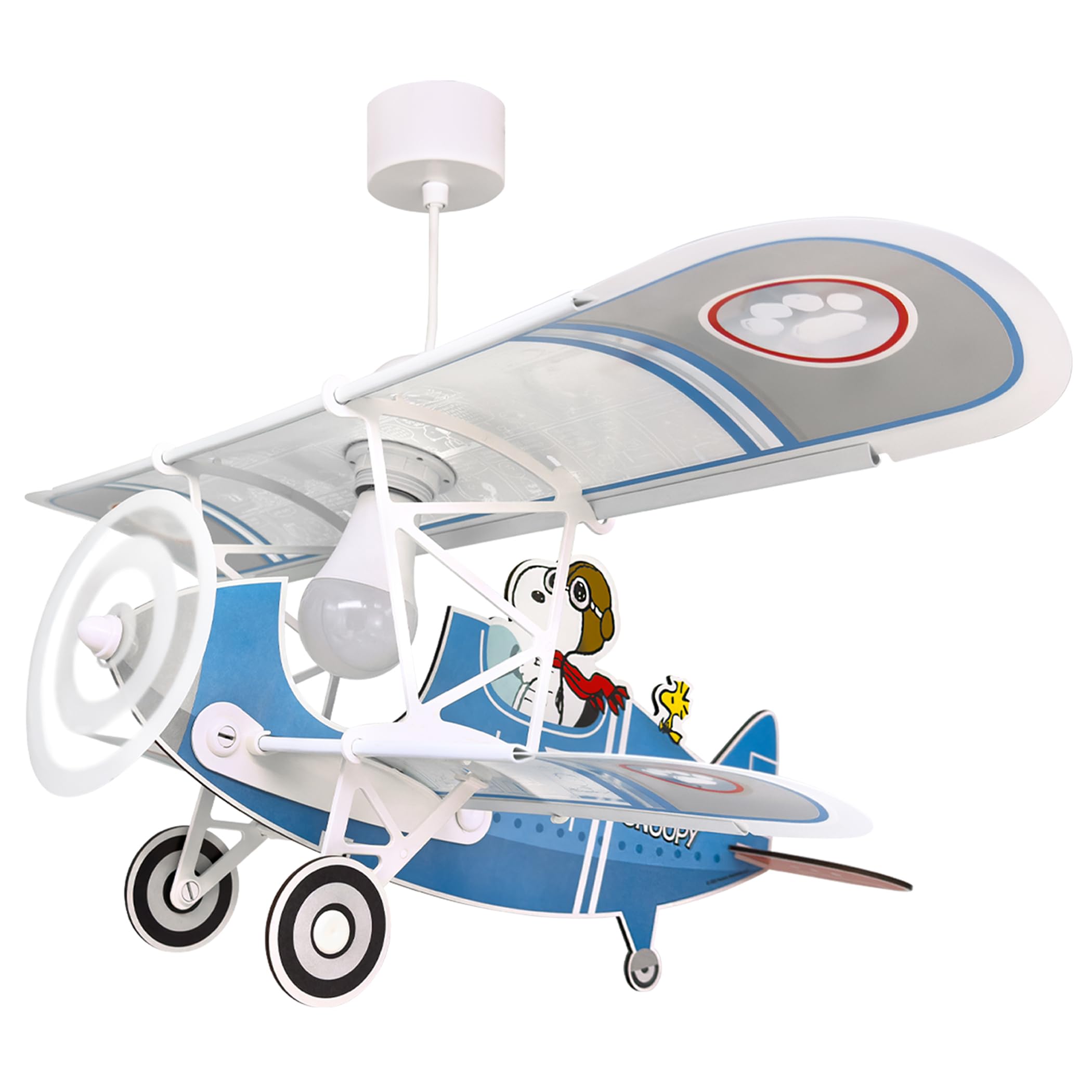 Dalber Lampe kinderzimmer, kinderlampe Pendelleuchte Hängelampe, Deckenleuchte Kinder, Deckenlampe kinderzimmer Flugzeug Snoopy, Deckenlampe Kinderzimmer, 54302, E27 15W LED, Blau | Hängelampe; Deckenleuchte; Kinderzimmer; E27 - 1 x 15W