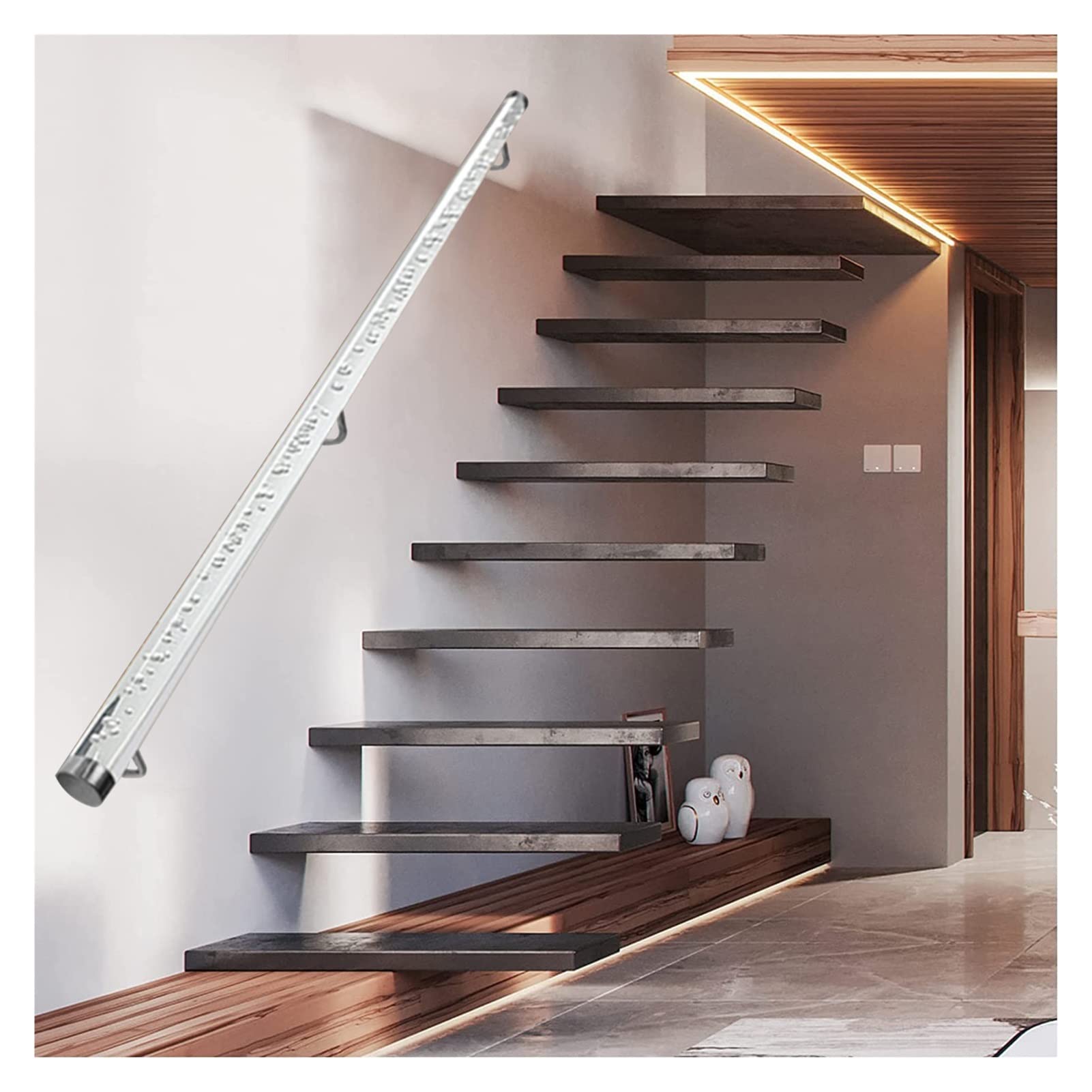 Rambarde d'escalier tubulaire en acrylique kit acier inoxydable pour sécurité maison