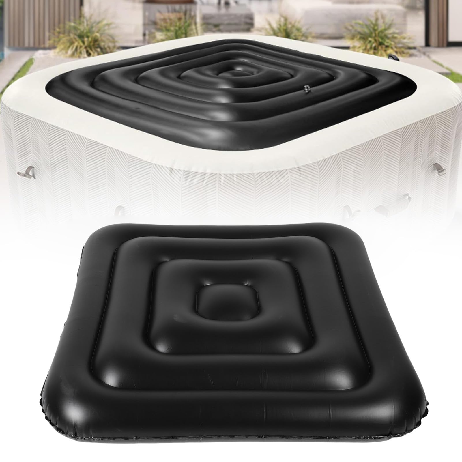 Luocute Copertura Gonfiabile per Vasca Idromassaggio, Isolante Termico a Risparmio Energetico con Design a Gonfiaggio Rapido per Vasche Idromassaggio Gonfiabili All'aperto, Materiale in (senza manico)