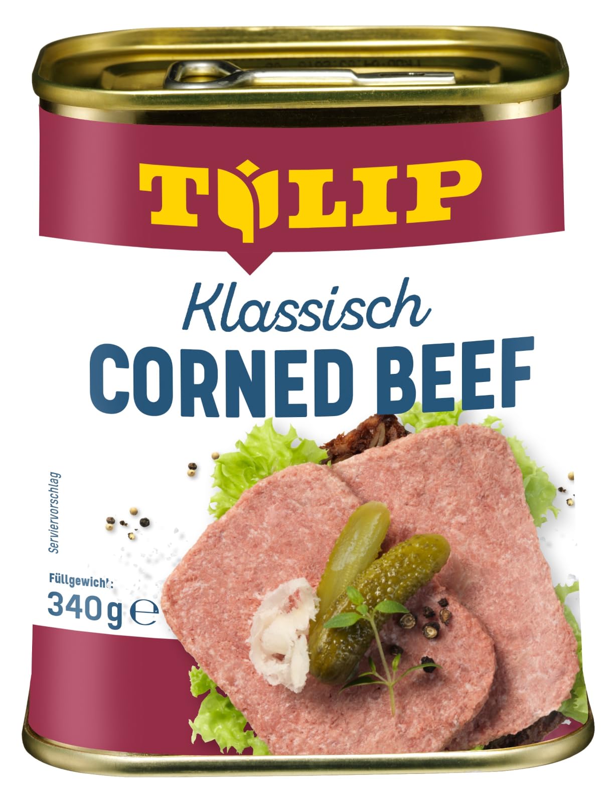 TULIP 10x Corned Beef 340 g | Klassisches Frühstücksfleisch in der Dose | Zartes gepökeltes Fleisch in der Konserve | Konservenfleisch mit 98% Rindfleisch