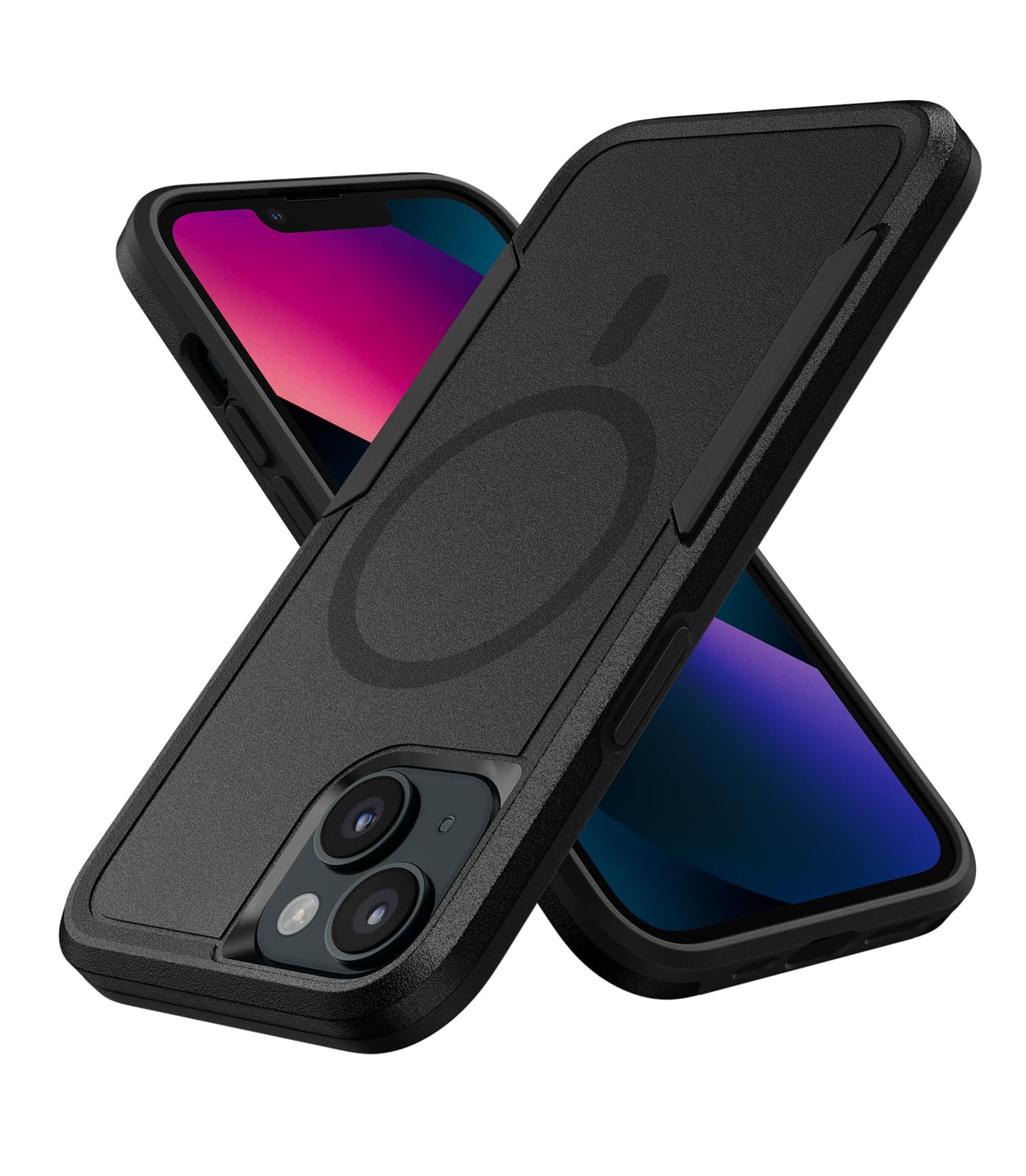 MobNano for iPhone 14 & iPhone 13 Case, Compatible with MagSafe – Heavy Duty Shockproof Protective Phone Case with Anti-Slip Grip Strips – Rugged Full