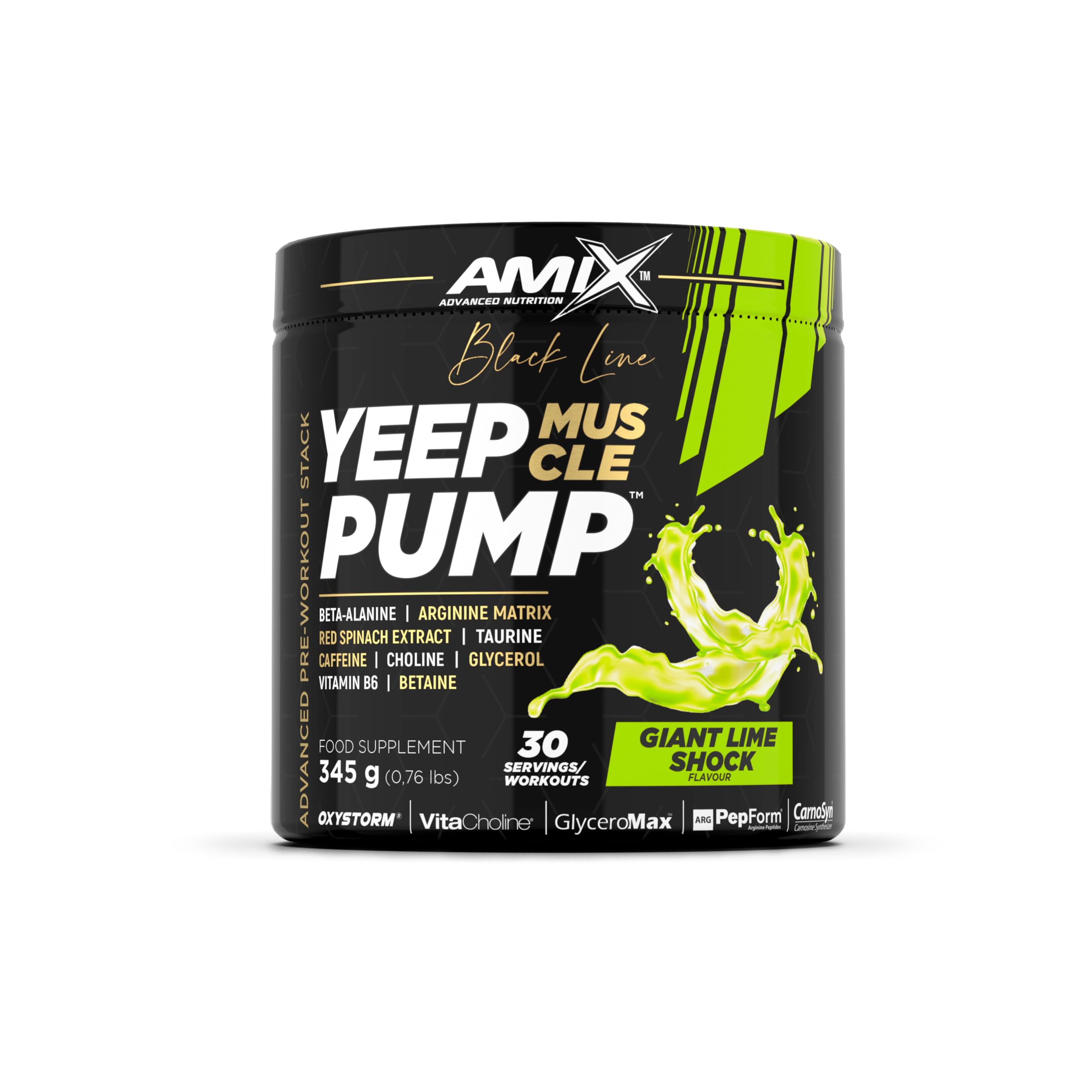 Amix Black Line YEEP PUMP CAFF 345 GR Pre-entreno Sabor Lima