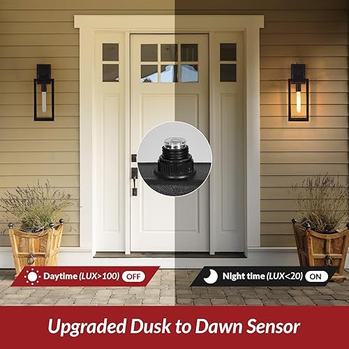 Miniatura 7 de Luces de porche del atardecer al amanecer, 2 paquetes, paquete de 2 unidades, sensor de movimiento de gran tamaño de 18 pulgadas, accesorio de