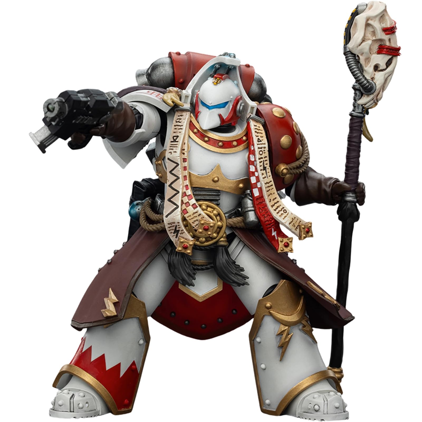 JOYTOY Warhammer 40k White Scars Stormseer Consul with Force Staff and Bolt Pistol 1/18 Action Figure Collect And Display Model