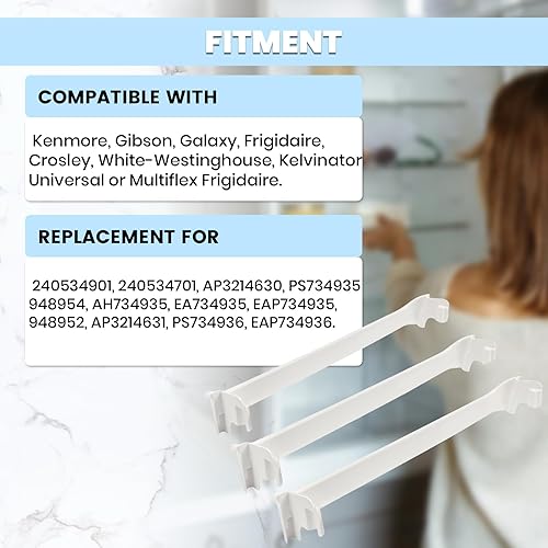 Miniatura 5 de HECASA 1x240534701 y 2x240534901 Estante para puerta de refrigerador, riel de barra compatible con Frigidaire Kenmore Gibson Galaxy Kelvinator