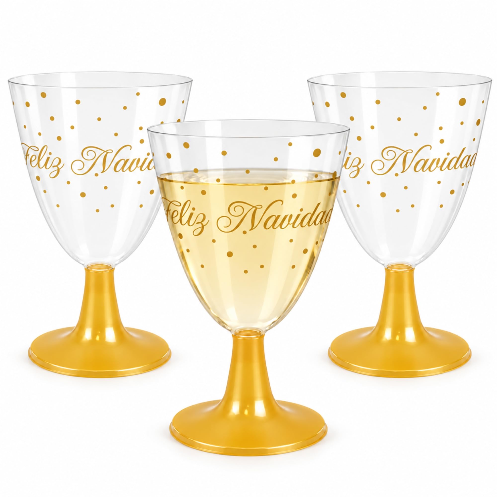 Copas de agua, Copa Vino, Plástico, Diseño Feliz Navidad, Pack 3 unidades - imagen 1