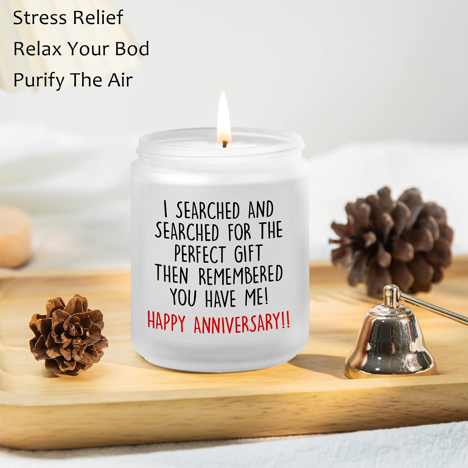 Happy Anniversary Candles Gifts for Women Her Him Couple, Lavender Candle