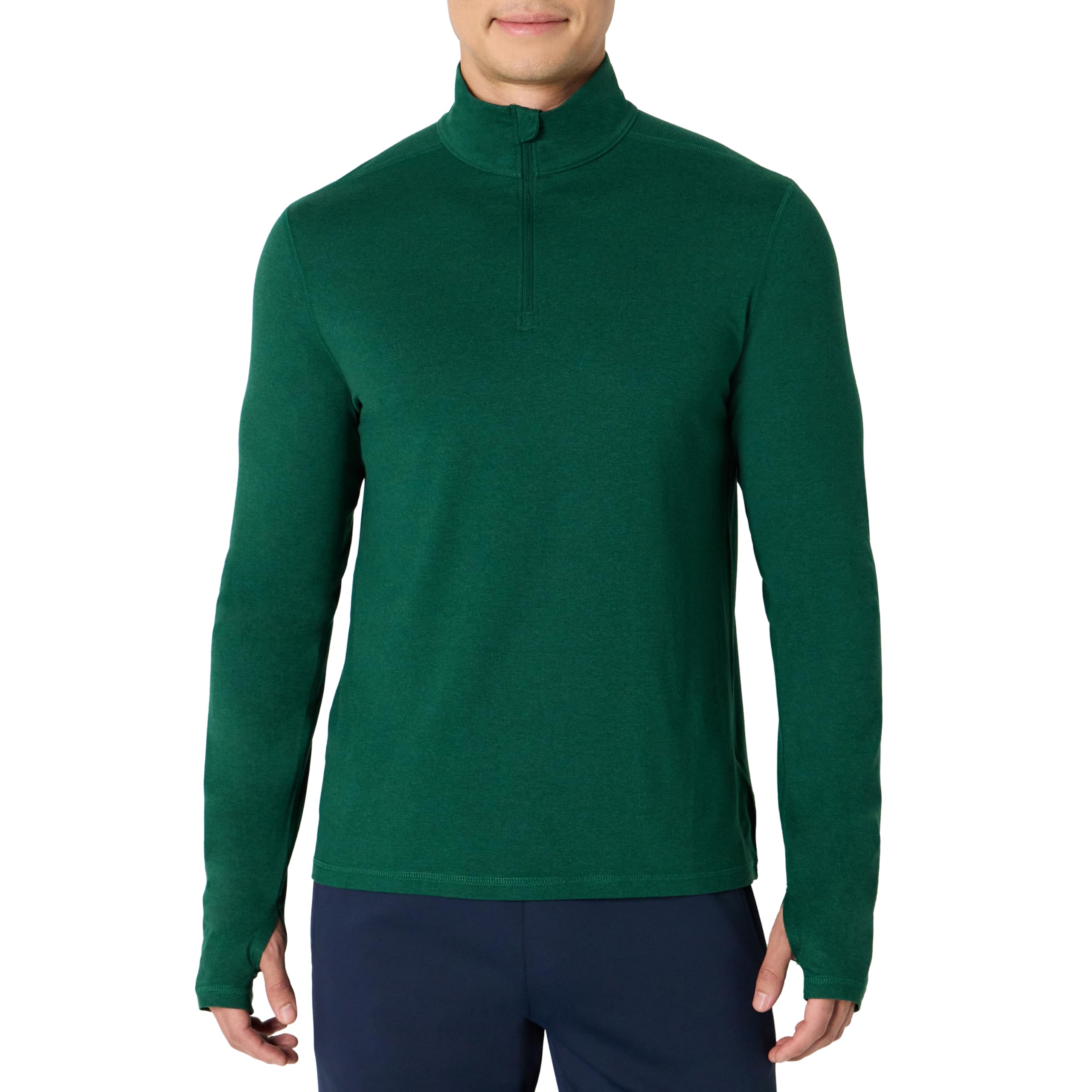 Amazon Essentials Herren Sportliches, Weiches, Leichtes Langarm-Trainingsoberteil mit Viertelreißverschluss, Grün Space-dye, XXL