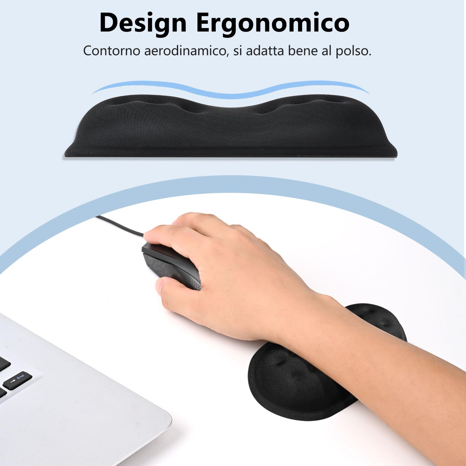 COLORCORAL Poggiapolsi Ergonomico In Legno Di Noce E Memory Foam | Antiscivolo | Per Tastiera Computer