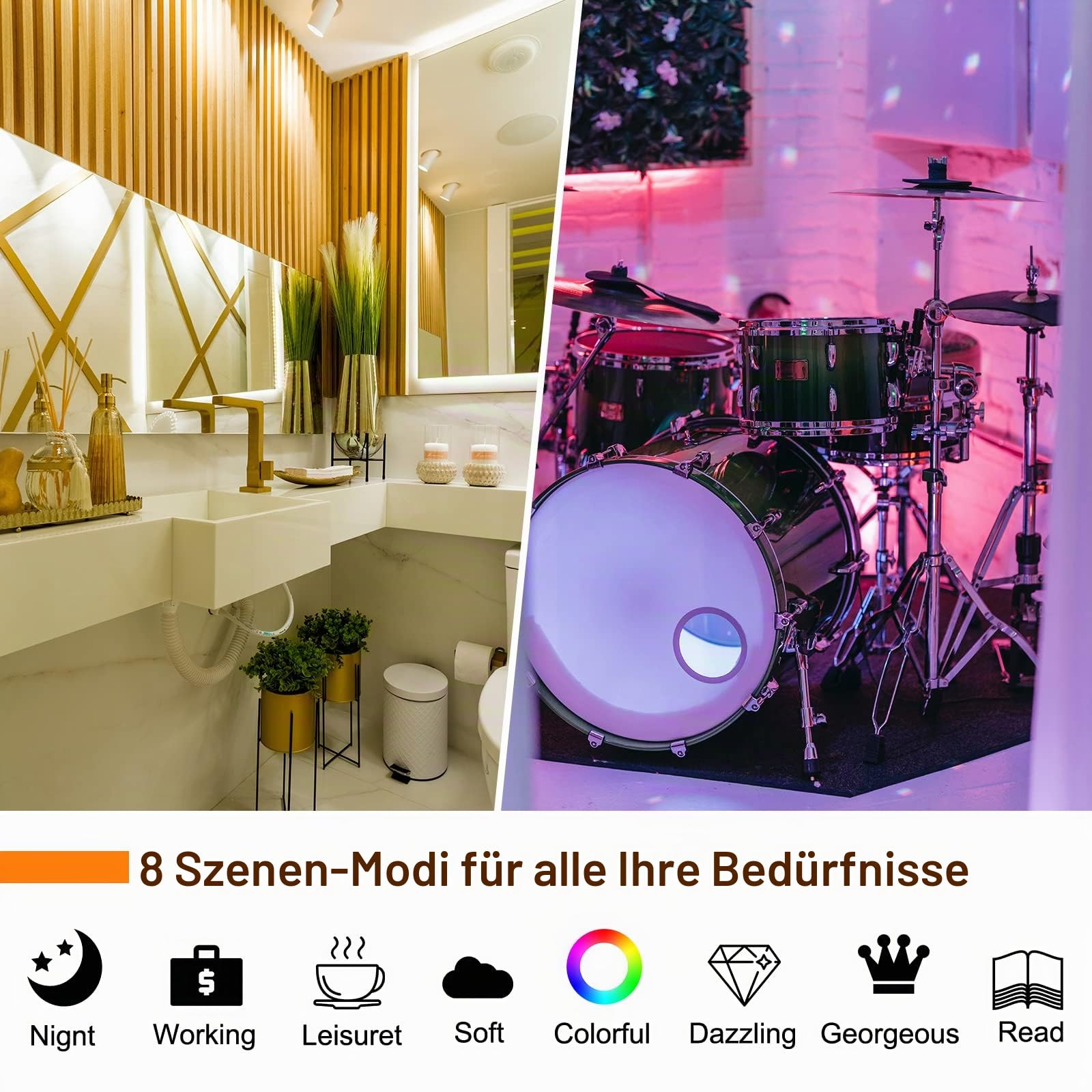 ANTELA Smart Alexa Glühbirne GU10 5W LED WLAN RGBCW Birne Lampe | 2700K-6500K Farbtemperatur, APP-Steuerung, Google Home kompatibel, 4 Stück