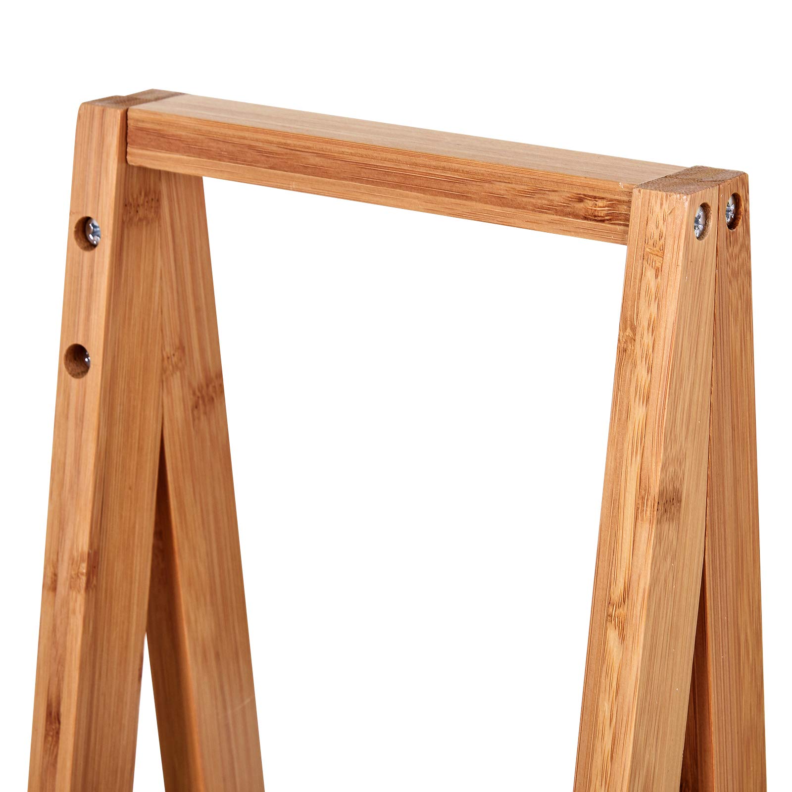 kleankin Estantería de Baño de Bambú Forma de A 30x18x81cm Natural y Blanco | 3 Estantes, Estantería de Almacenaje