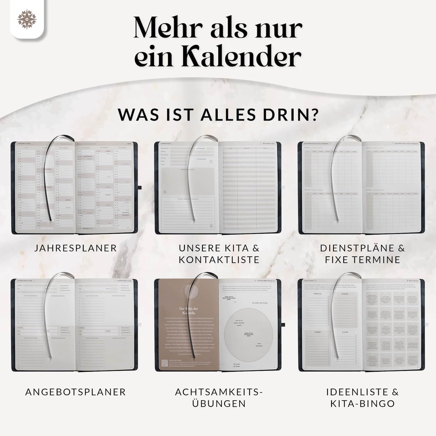 Lebenskompass® Kita Planer 2026/2027 NIGHTLEAF - Erzieher Kalender 26/27 A5+ mit Wochen- & Monatsübersicht, Dienst- & Urlaubsplanung, Achtsamkeitsimpulsen