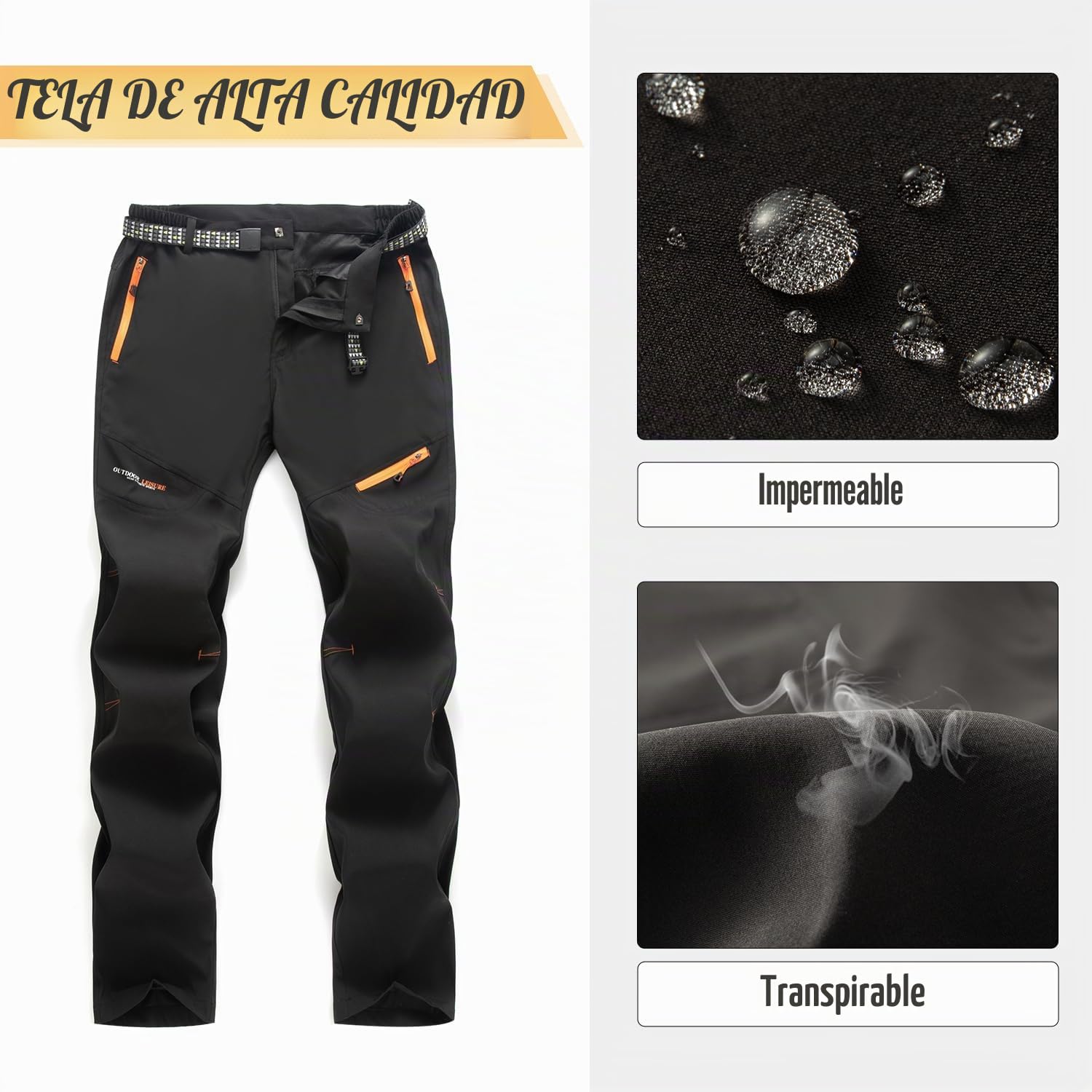 SUKUTU Pantalones de Trekking para Hombre Ligeros y Transpirables de Secado rápido para Exteriores