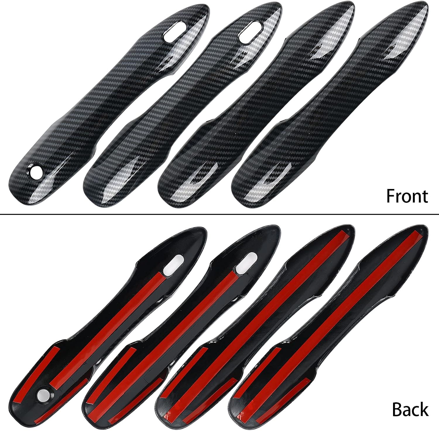 Carbon Fiber Side Door Mirror Caps + Door Handle Covers Replace for 2018 2019 2020 2021 2022 2023 2024 2025 Toyota Camry, with Smart Key Holes (Carbon Fiber)