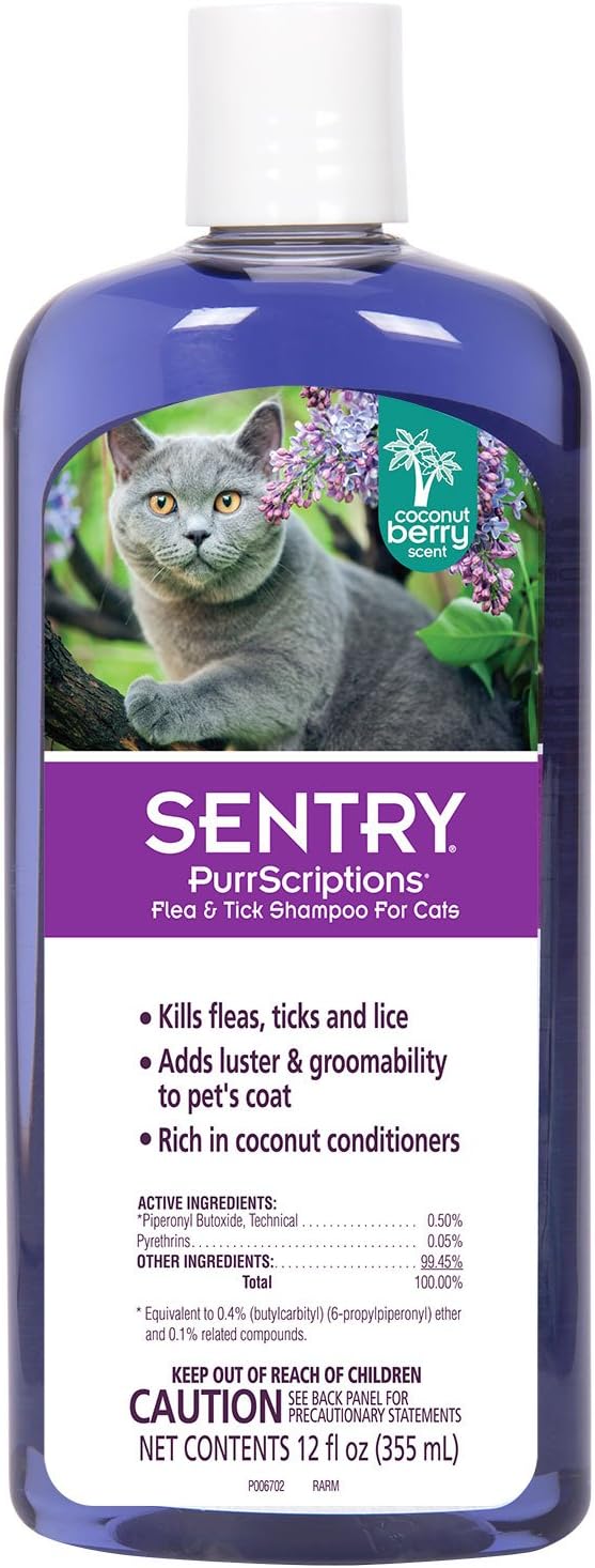 SENTRY PurrScriptions Flea and Tick Shampoo for Cats, 12 oz