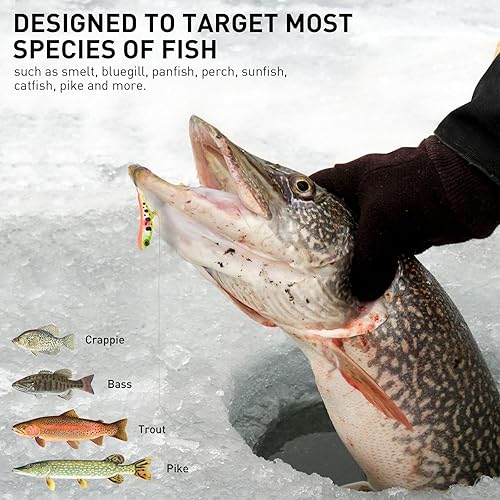 Miniatura 4 de Plantillas de pesca en hielo, 8 piezas de señuelos de pesca en hielo, anzuelos de cabeza de Walleye, señuelos de pesca en hielo de invierno, equipo