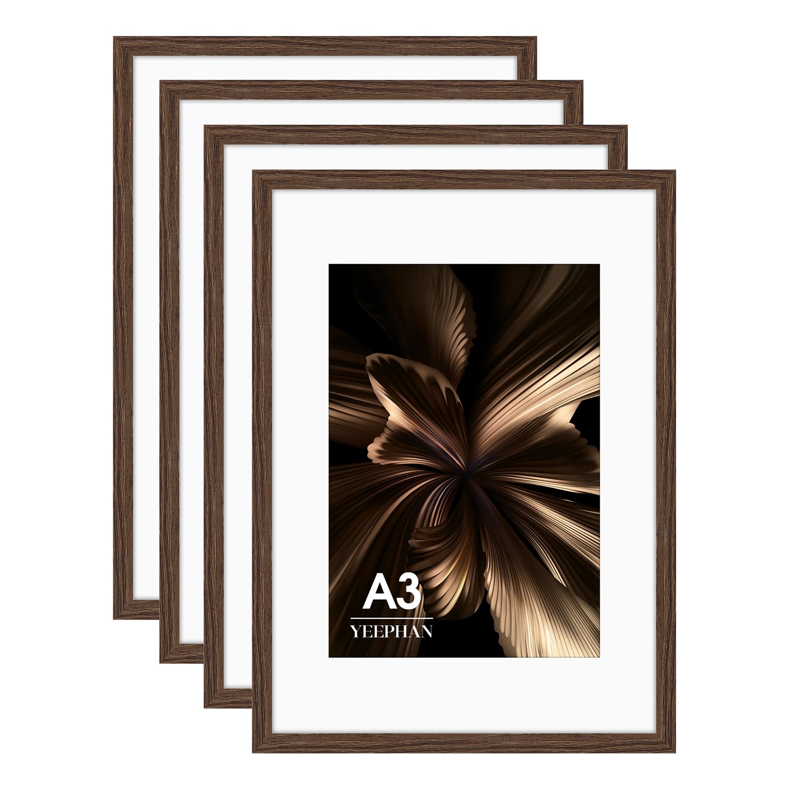 A3 Picture Frame - A3 Frames with Mount for A4 Prints, Brown