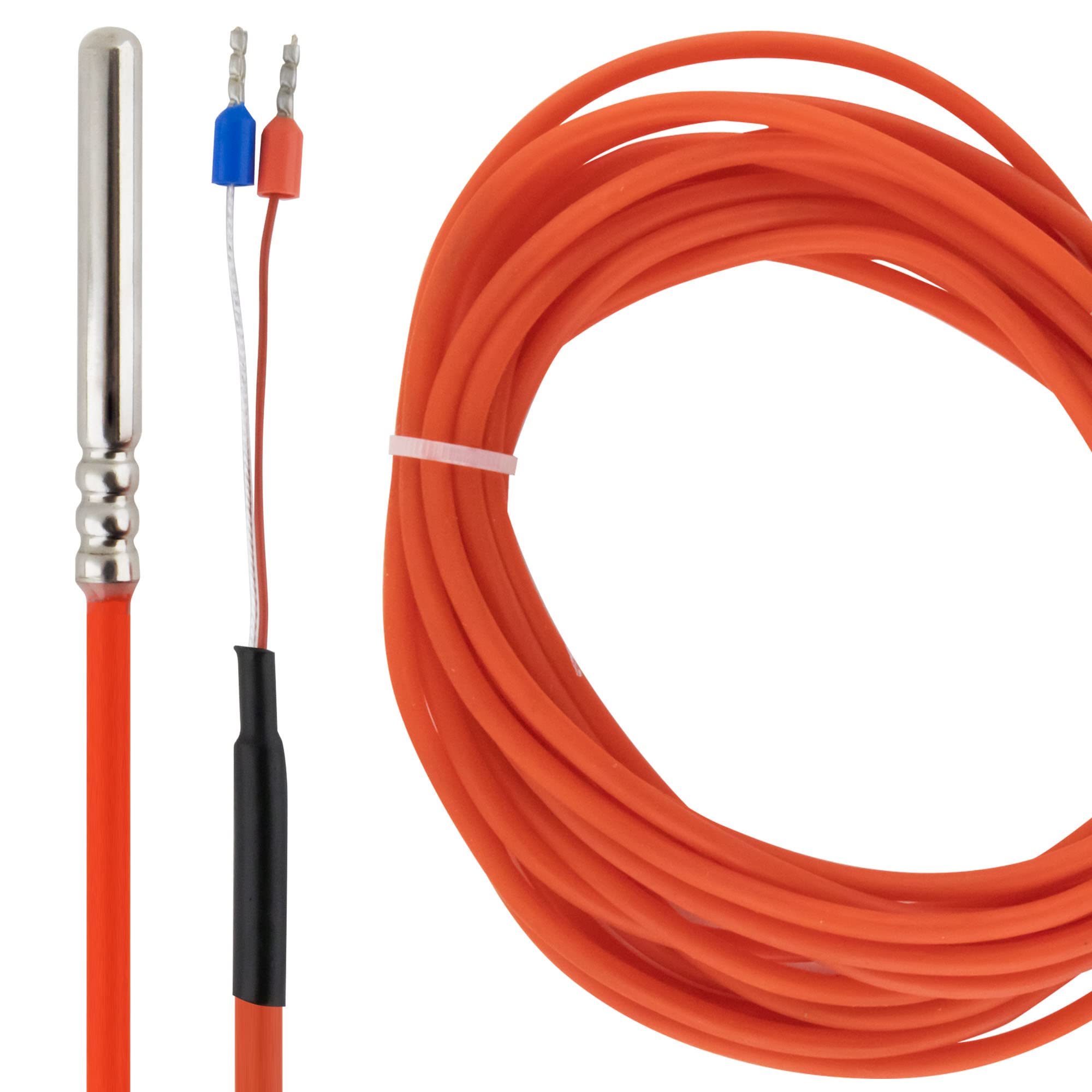 SeKi Capteur de température PT1000 10 mètres - Capteur de température, sonde de plongée, thermomètre à résistance avec câble en silicone jusqu'à +250 °C