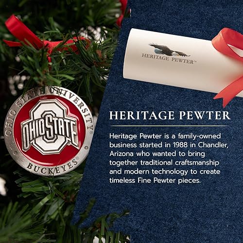 Miniatura 6 de Heritage Pewter Georgia Bulldogs 2022 - Adorno para el árbol de Navidad esculpido a mano con incrustaciones de metal de estaño de estaño de Alma