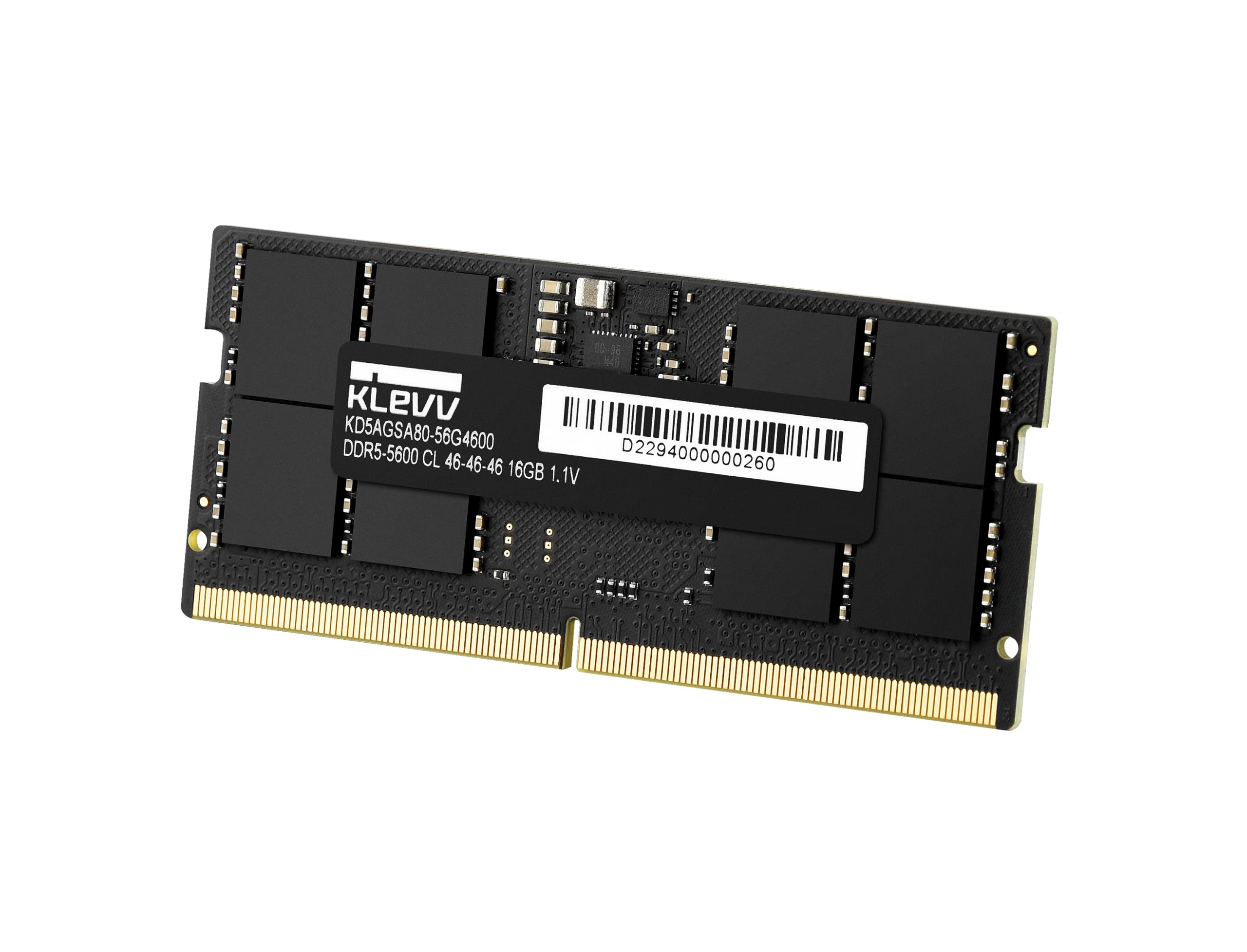 KLEVV DDR5 RAM 16 GB 5600 MHz 1 x 16 GB pamięci SODIMM 262-pinowa 1,1 V CL46 laptop notebook pamięć RAM 46-46-46-90 - KD5BGSA80-56G4600 (16 GB (1 x 16 GB))