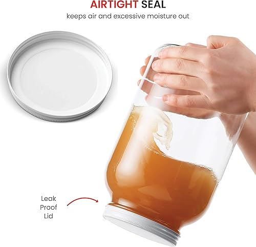 Miniatura 6 de Paksh - 1 Jarra de vidrio transparente de 4 galones con boca ancha. Tapa de metal con sello hermético para la fermentación de KombuchaKefir.