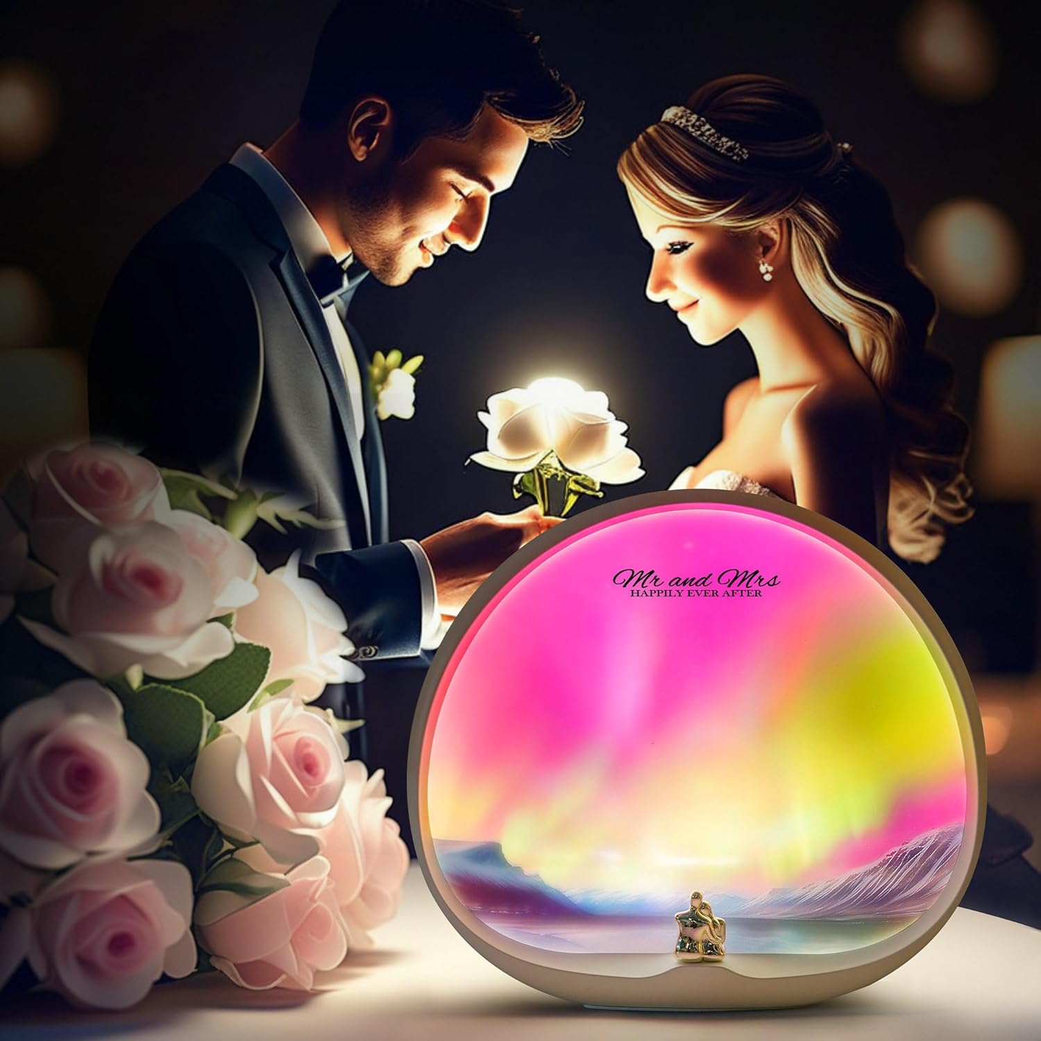 mamre Aurora Light Gift Dimmable Night Lamp for Wedding Anniversary Valentine's Day Birthday Christmas
