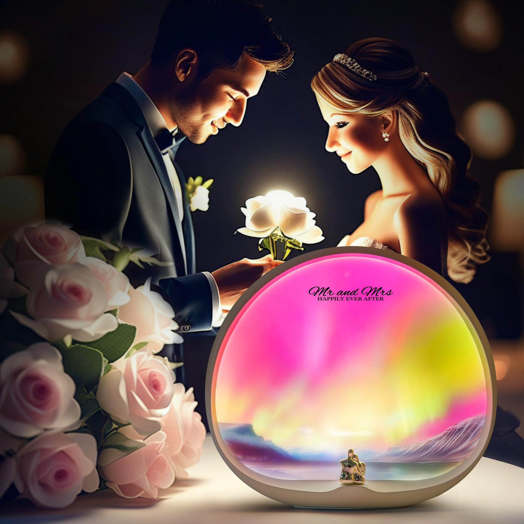 mamre Luz de Aurora Regalo Lámpara Nocturna Incomitable Para El Aniversario de Bodas Cumpleaños De San Valentín Navidad