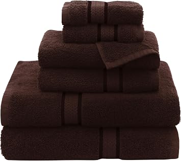 COTTON CRAFT Ultra Soft 6 Piece Towel Set - Highly Absorbent Bathroom Shower- Premium Ringspun Cotton 580 GSM- 2 Oversized Large Bath Towels 30x54, 2 Hand Towels 16x28, 2 Wash Cloths 12x12- Chocolate
