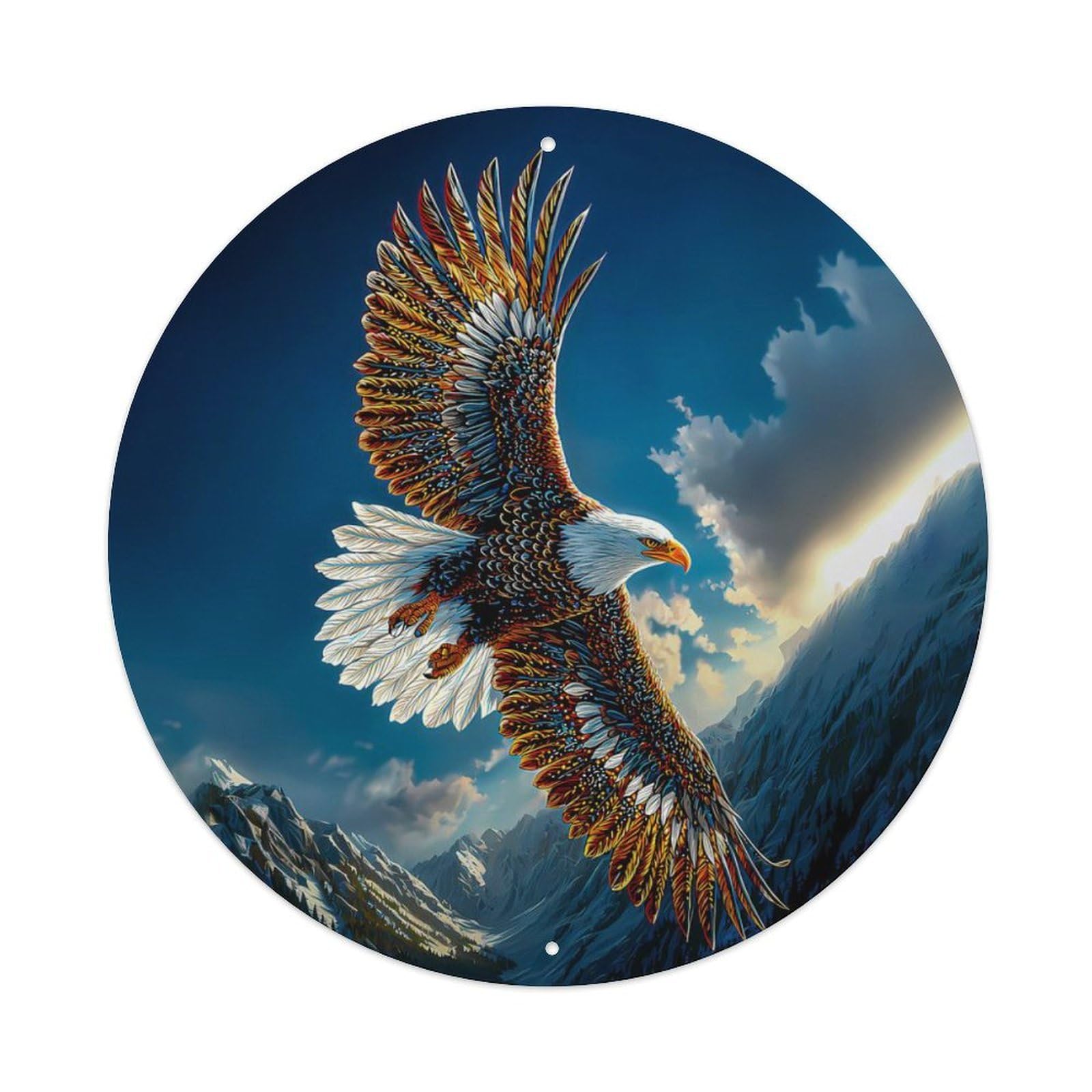 Animal Bald Eagle Mountain Valley Nature Landscape Vintage Metal Tin Sign Plaque Wall Decor for Cafe, Club Bar, Office, Garden Metal Poster 8x8Inch
