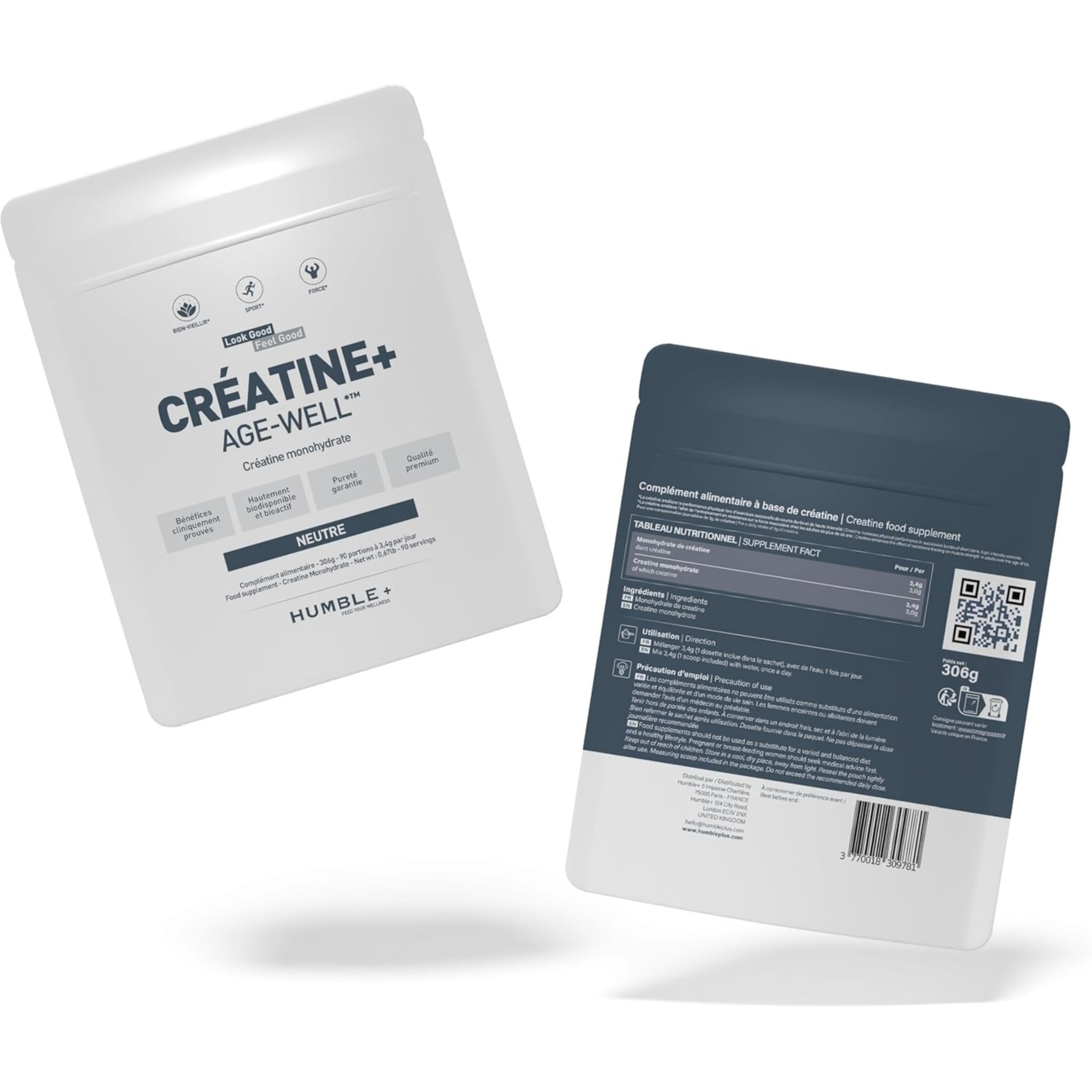 HUMBLE+ Pack Bien Vieillir 3 Mois - Collagène Naticol + Créatine - 2 kg | Peptides Marins & Monohydrate en Poudre - Programme sur Plusieurs Semaines - Complément Alimentaire - Marque Française
