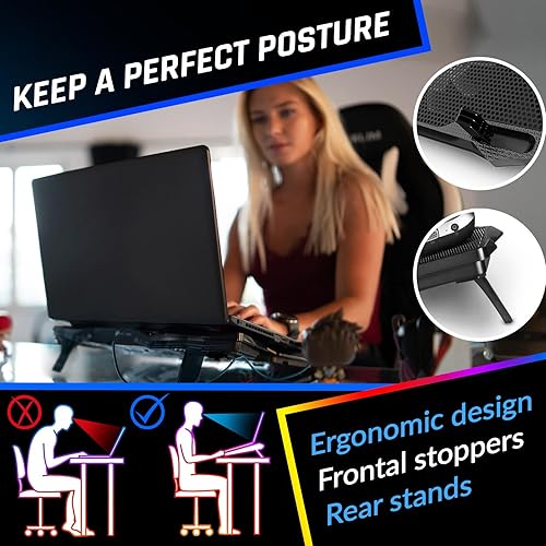Miniatura 6 de KLIM Wind Laptop Cooling Pad - Support 11 to 17 Inch Laptops, PS4-4 Fans - Light, Quiet, Powerful Cooling - Gamer USB Slim Portable Laptop Stand