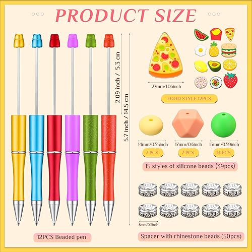 Vista 8 de Ctosree Juego de 12 bolígrafos con cuentas de animales, bolígrafos de plástico a granel para manualidades, kit de fabricación de bolígrafos